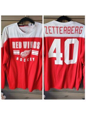 Reebok Red and White Detroit Red Wings Zetterberg #40 Crewneck
